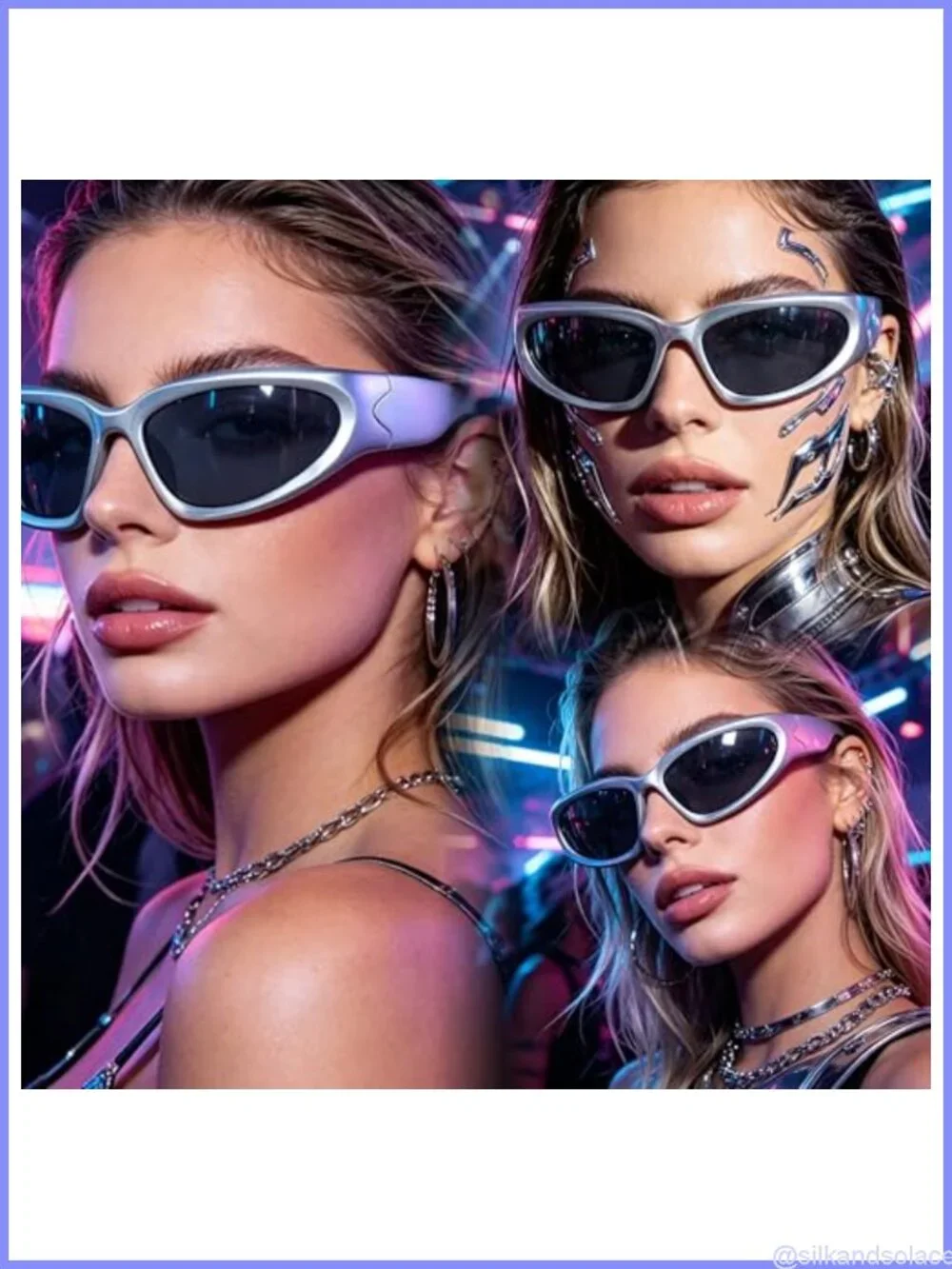 Wrap Around Sunglasses Retro 90s Oval Full Frame UV Protection